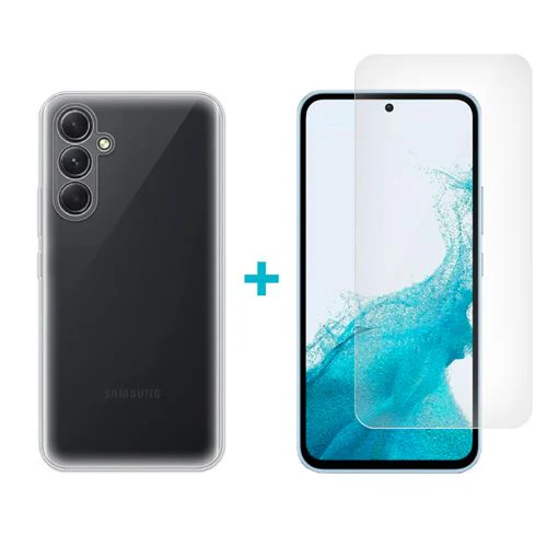 Capa Icoveri + Película Protetora de Ecrã Vidro Temperado para Samsung A54- Transparente