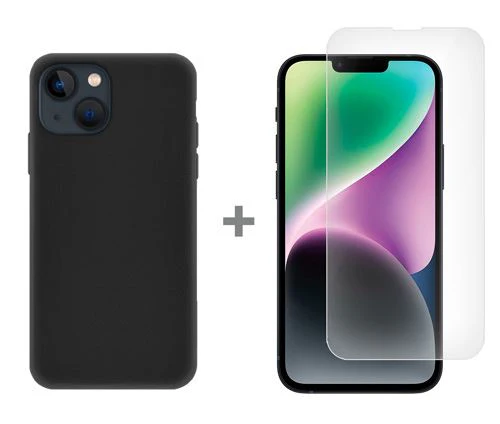 Capa + Película Protetora de Ecrã Icoveri para Apple iPhone 14 - Preto
