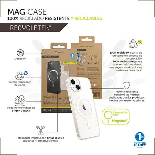 Capa Recycle-Tek Muvit com MagSafe para Apple iPhone 14 - Transparente - Image 3