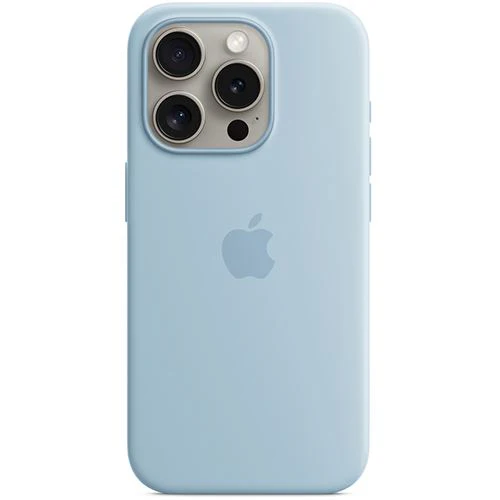 Capa Silicone Apple com MagSafe para iPhone 15 Pro - Azul Claro
