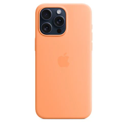 Capa Silicone Apple com MagSafe para iPhone 15 Pro Max - Sorvete de Laranja