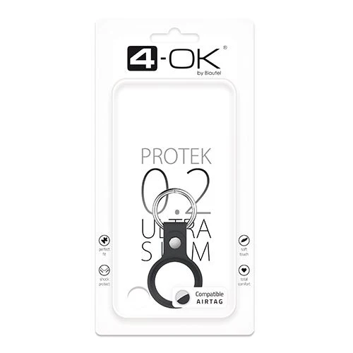 Capa Silicone + Porta Chaves 4-OK para Apple AirTag - Preto