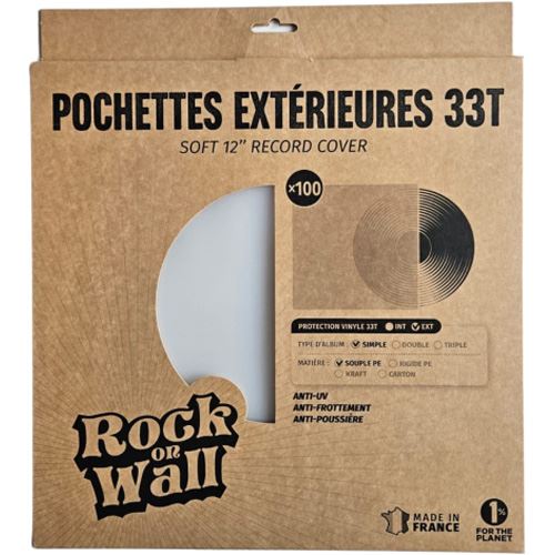 Capas Exteriores para Discos de Vinil 12" Rock on Wall - 100 Sleeves