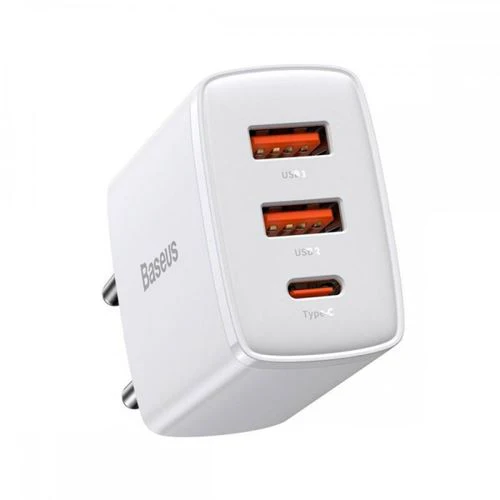 Carregador Baseus USB / USB- C com Carregamento Rápido 30W - Branco