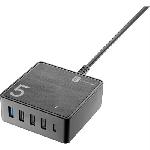 Carregador Cellularline Desk Charger 4x USB / USB-C 60W