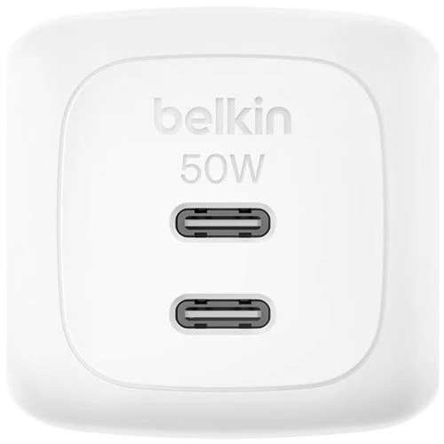 Carregador GaN 2xUSB-C Belkin BoostCharge Pro - 50W - Branco