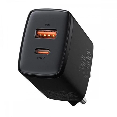 Carregador Rápido USB+USB-C com Power Delivery 20W - Preto