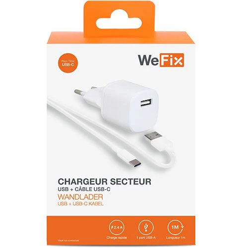 Carregador WeFix + Cabo USB/USB-C - Branco