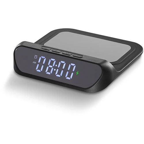 Carregador Wireless Cellularline com Relógio e Função de Alarme - Preto