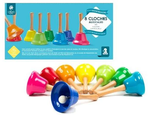 Conjunto de 8 Sinos Musicais Atividade Montessori