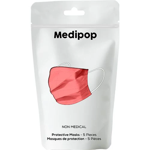Máscara Descartável Medipop - 5 uni - Vermelho Coral