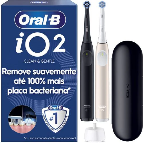 Escova de Dentes Elétrica Oral-B iO 2 Duo - Preto | Rosa