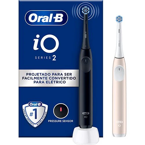 Escova Dentes Elétrica Oral-B iO 2 Duo | 2x Unidades - Preto/Rosa