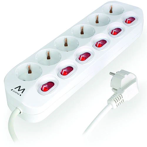 Tomada Ewent Shuko 6x 5M - Branco