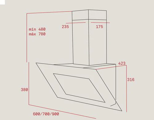 Exaustor de Parede Teka DVT 985 | 90x42,3 cm | 786 m³/h | A | Branco - Image 2