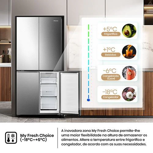 Frigorífico Americano Hisense RQ5P470SEIE | 178,5x79,4x69,8 cm | 483 L | E | Look Inox - Outlet - Grade C - Image 14