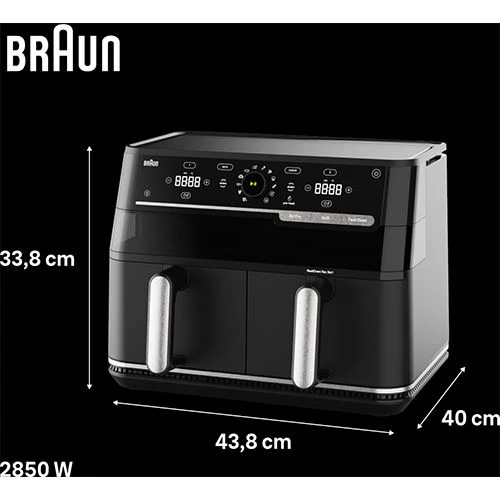 Fritadeira sem Óleo AirFryer Braun TD5073 TwinCook 5 | 10 L - Preto Mate - Image 3