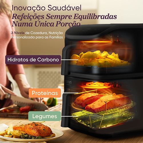 Fritadeira sem Óleo AirFryer Cosori CAF-DC121-AEUR-CERAMIC Turbo Tower 10,8 L - Preto - Image 12