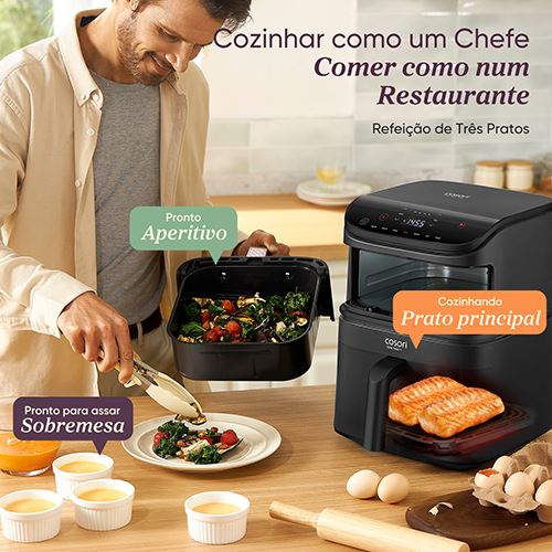 Fritadeira sem Óleo AirFryer Cosori CAF-DC121-AEUR-CERAMIC Turbo Tower 10,8 L - Preto - Image 13
