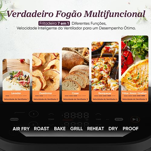 Fritadeira sem Óleo AirFryer Cosori CAF-DC121-AEUR-CERAMIC Turbo Tower 10,8 L - Preto - Image 15