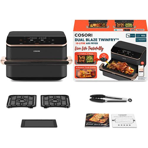Fritadeira sem Óleo AirFryer Cosori CAF-TF101S-AEUR-CERAMIC Dual Blaze TwinFry 10 L - Preto - Image 9