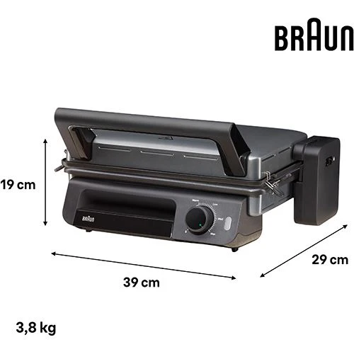 Grelhador Elétrico de Placas Braun Multigrill 5 CG5010IGY | 2000W | Preto/Aço inox - Image 2