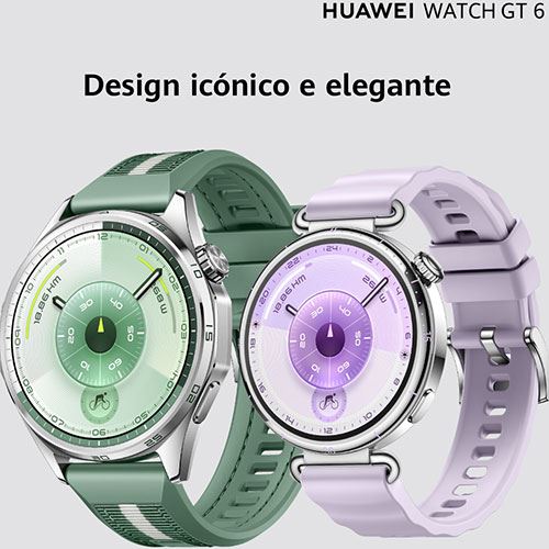 Huawei Watch GT6 - 46mm - Prateado | Bracelete Tecido Composto Verde - Image 3