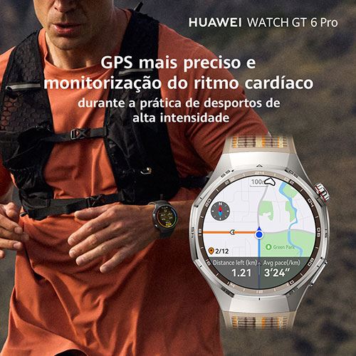 Huawei Watch GT6 Pro - 46mm - Preto | Bracelete Fluoelastómetro Preto - Image 3
