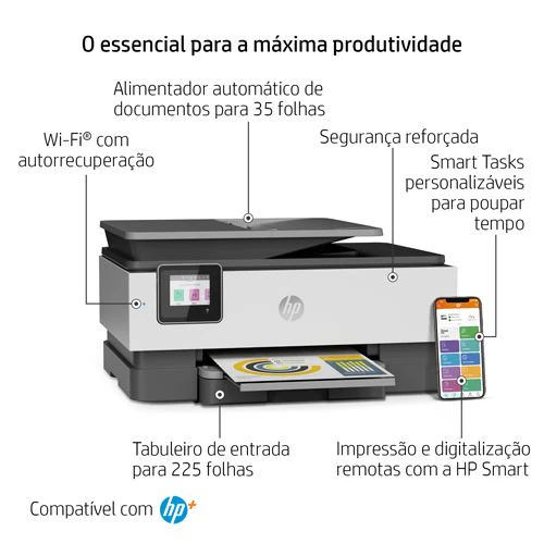 Impressora HP Officejet Pro 8022E - HP+ | USB - Wi-Fi - Ecrã tátil - Instant Ink - 229W7B - Image 4
