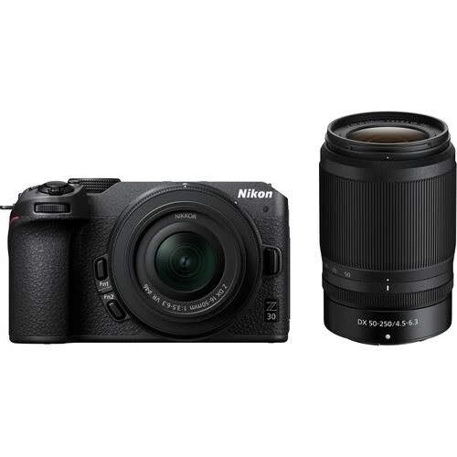 Máquina Fotográfica Mirrorless Nikon Z30 + NIKKOR Z DX 16-50mm F/3.5-6.3 + NIKKOR Z DX 50-250mm F/4.5-6.3