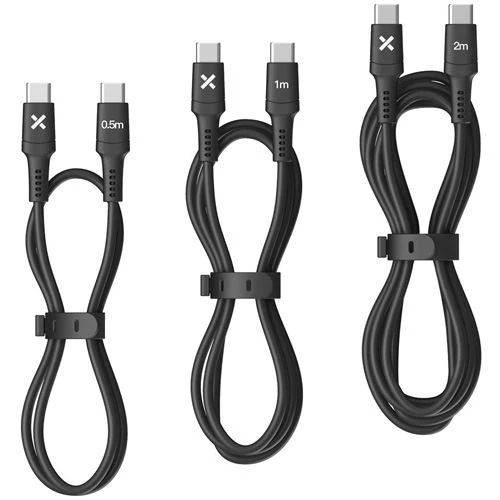 Pack 3 Cabos Wefix USB-C para USB-C 60W 50cm/1m/2m - Preto