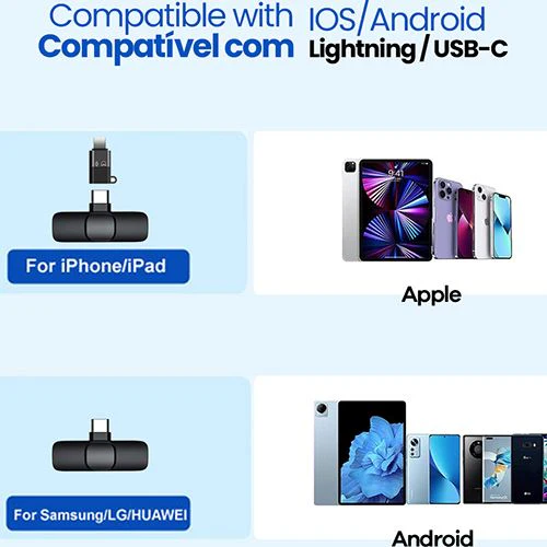 Pack Microfones 4-OK USB-C / Lightning 4-OK - 2 Unidades- Preto - Image 5