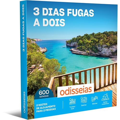 Pack Presente Odisseias - 3 Dias Fugas a Dois | Experiência 2 noites | 2 pessoas
