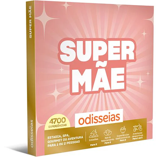 Pack Presente Odisseias - Super Mãe | Experiência de alojamento, spa, gourmet ou aventura | 1 ou 2 pessoas