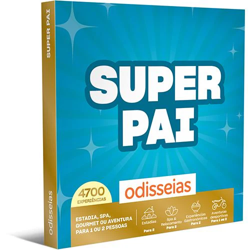 Pack Presente Odisseias - Super Pai | Experiência de alojamento, spa, gourmet ou aventura | 1 ou 2 pessoas