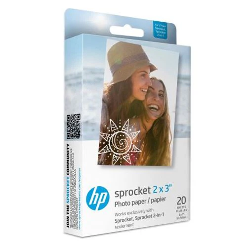 Papel Fotográfico Autocolante HP Sprocket 2"x3" Premium Zink - Pack 20 Folhas