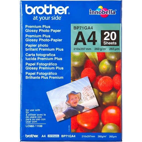 Papel Fotográfico Brother Premium Plus A4 BP71GA4 - 20folhas