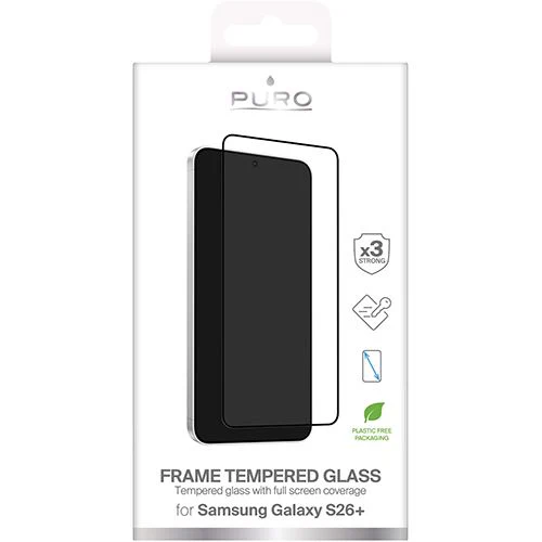 Película de Ecrã Vidro Temperado Puro para Samsung Galaxy S26+ - Moldura Preta - Image 2