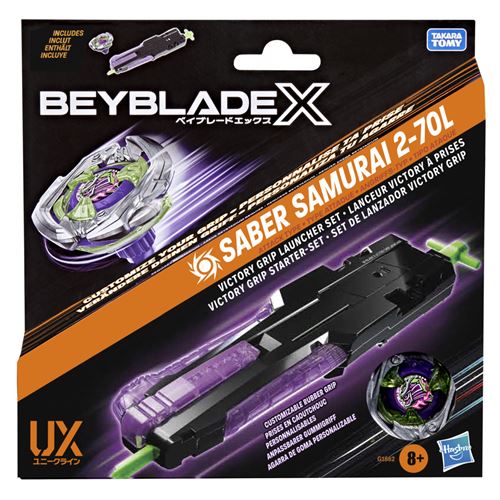 Pião Beyblade X com Lançador Premium Grip - Saber Samurai 2-70L - Hasbro