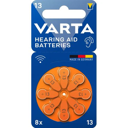 Pilha para Aparelhos Auditivos Varta Tamanho 13 - Pack 8 Unidades