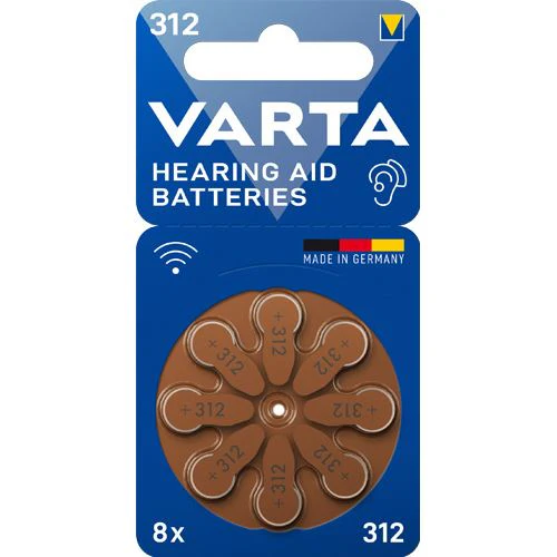 Pilha para Aparelhos Auditivos Varta Tamanho 312 - Pack 8 Unidades