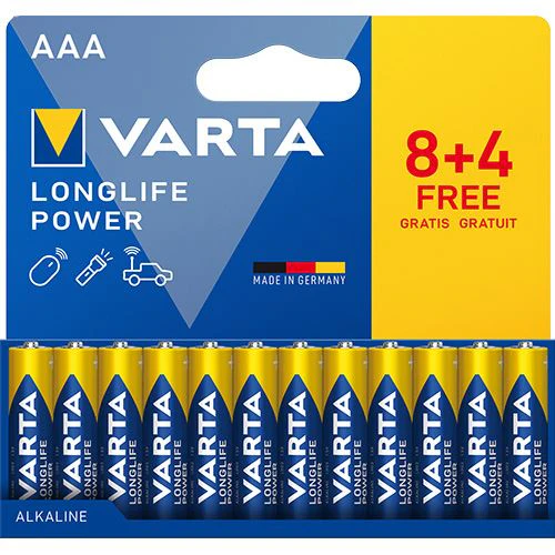 Pilhas Alcalinas Varta Longlife Power AA - 8 + 4 Unidades