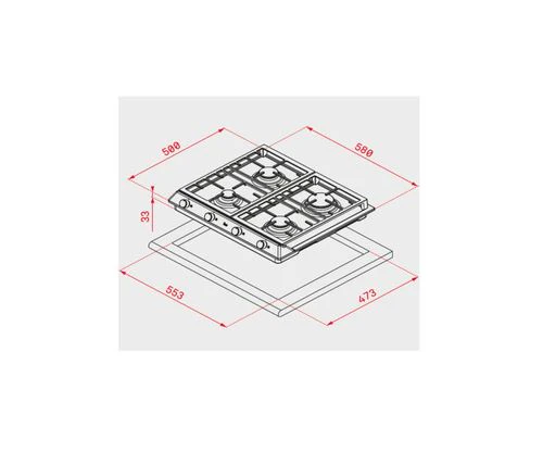 Placa a Gás Teka EX 60 1 4G AI AL CI BUT | Gás Butano/Propano | 58 cm | 4 Zonas | Aço inoxidável - Image 2