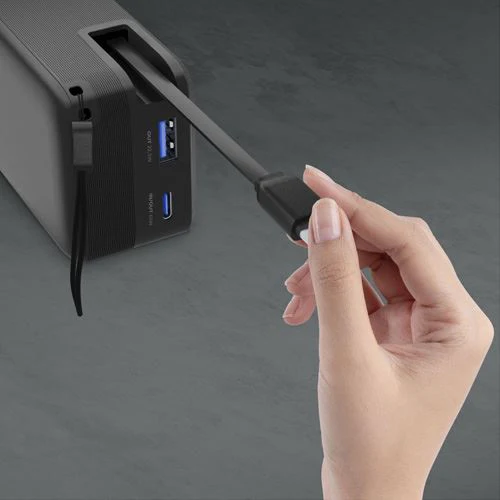 Powerbank com Cabo USB-C Retráctil Cellularline 10000 mAh - Preto - Image 4
