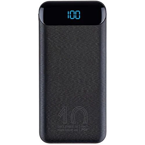 Powerbank com LCD Rivacase 10.000 mAh PD 20W - Preto