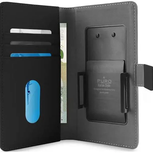 Capa Wallet em Pele Puro Smart Wallet XXL para Smartphones 6" - Preta