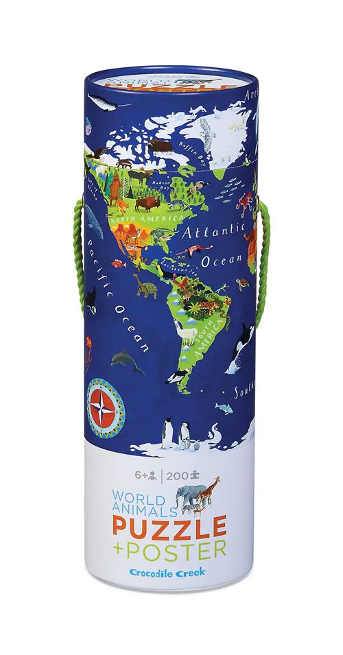 Puzzle + Poster Mapa do Mundo - 200 Peças - Crocodile Creek