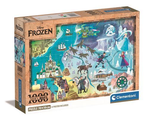 Puzzle Story Maps Disney: Frozen - 1000 Peças - Clementoni