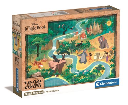 Puzzle Story Maps Disney: The Jungle Book - 1000 Peças - Clementoni