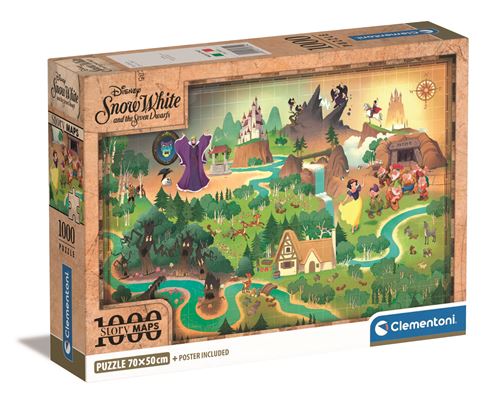 Puzzle Story Maps Disney: White Snow - 1000 Peças - Clementoni